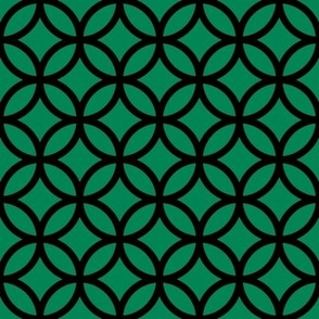 Interlocked Circle Pattern - Shamrock Green and Black