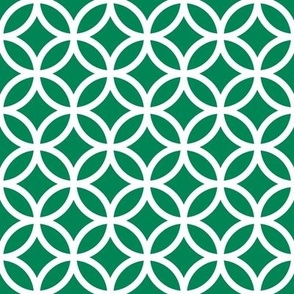 Interlocked Circle Pattern - Shamrock Green and White