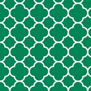 Quatrefoil Pattern - Shamrock Green and White