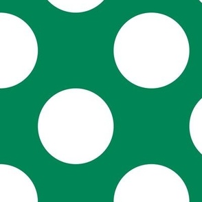Large Polka Dot Pattern - Shamrock Green and White