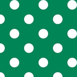 Big Polka Dot Pattern - Shamrock Green and White