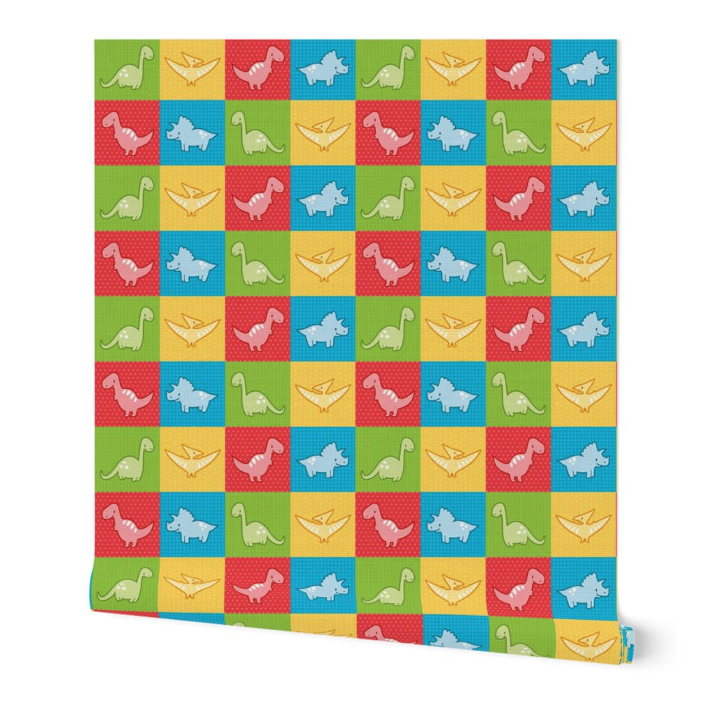 Dinosaurs cheater quilt red