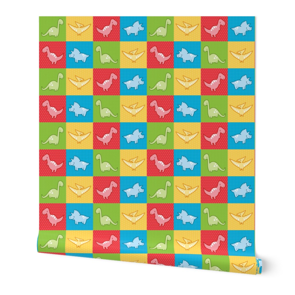 Dinosaurs cheater quilt red