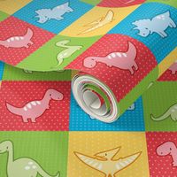 Dinosaurs cheater quilt red