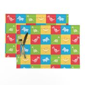 Dinosaurs cheater quilt red