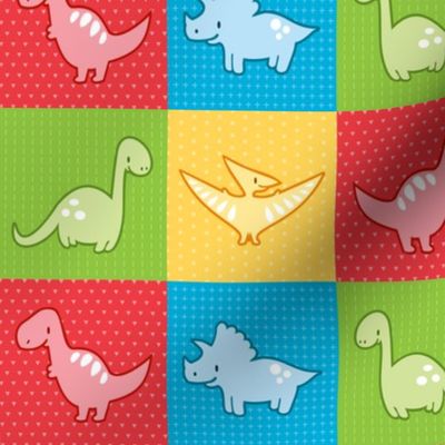 Dinosaurs cheater quilt red