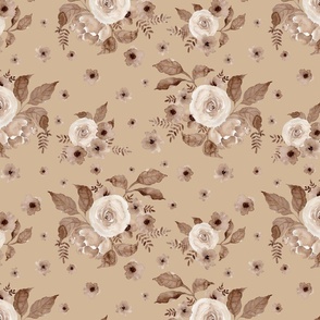 Cocoa Floral on Caramel