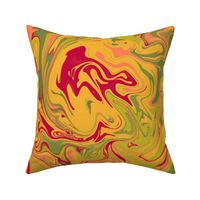 Psychedelic marbled print "Honey Olive" (24") - red, green, yellow (ST2022PM)