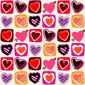 Eight Kitschy Hearts - Pinks