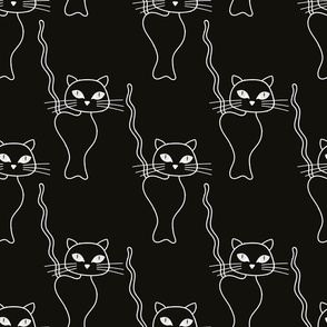 White line cat pattern on black 