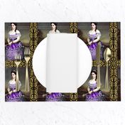 tiara gold swirls frame princesses white purple gowns dress baroque victorian beauty lace ringlets portraits beautiful lady woman garden filigree ornate off shoulder ballgowns rococo elegant gothic lolita egl neoclassical  historical romantic fan jewelry