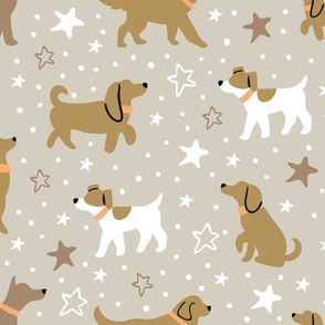 hand drawn dogs with stars