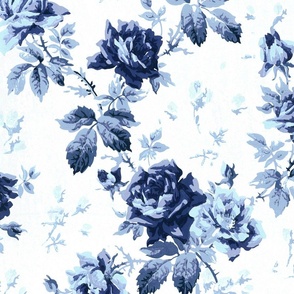 Blue Roses on white large