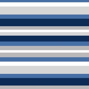 Navy Blue Gray Stripes Horizontal