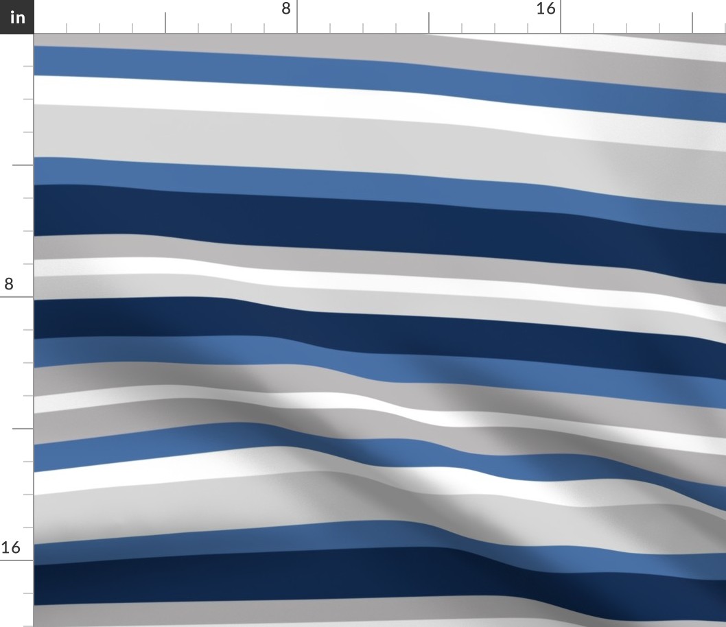 Navy Blue Gray Stripes Horizontal