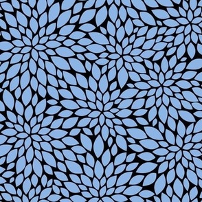 Dahlia Blossom Pattern - Pale Cerulean and Black