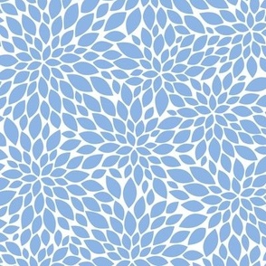 Dahlia Blossom Pattern - Pale Cerulean and White