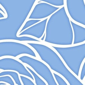 Large Rose Cutout Pattern - Pale Cerulean and White