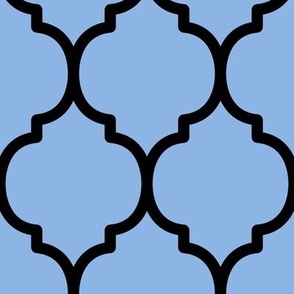 Extra Large Moroccan Tile Pattern - Pale Cerulean and Black