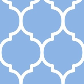 Extra Large Moroccan Tile Pattern - Pale Cerulean and White