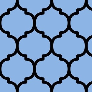 Large Moroccan Tile Pattern - Pale Cerulean and Black