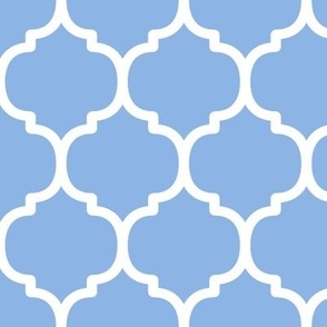 Large Moroccan Tile Pattern - Pale Cerulean and White