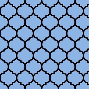 Moroccan Tile Pattern - Pale Cerulean and Black