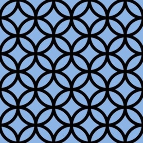 Interlocked Circle Pattern - Pale Cerulean and Black