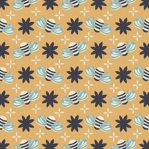 Bees Floral on Gold 100 Geometric