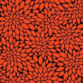 Dahlia Blossom Pattern - Orange Red and Black