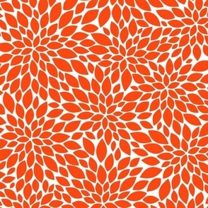 Dahlia Blossom Pattern - Orange Red and White