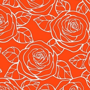 Rose Cutout Pattern - Orange Red and White