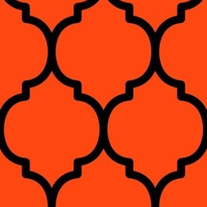 Extra Large Moroccan Tile Pattern - Orange Red and Black