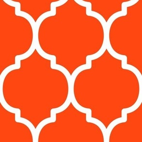 Extra Large Moroccan Tile Pattern - Orange Red and White