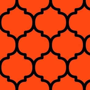 Large Moroccan Tile Pattern - Orange Red and Black