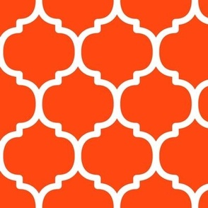 Large Moroccan Tile Pattern - Orange Red and White