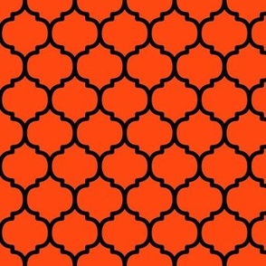 Moroccan Tile Pattern - Orange Red and Black