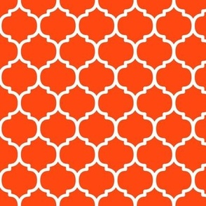 Moroccan Tile Pattern - Orange Red and White