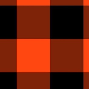 Extra Jumbo Gingham Pattern - Orange Red and Black