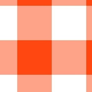 Extra Jumbo Gingham Pattern - Orange Red and White