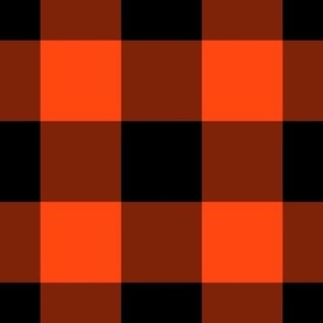 Jumbo Gingham Pattern - Orange Red and Black