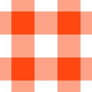 Jumbo Gingham Pattern - Orange Red and White