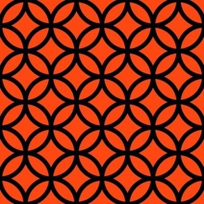 Interlocked Circle Pattern - Orange Red and Black