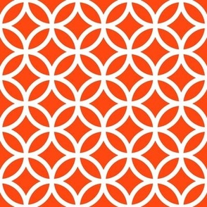 Interlocked Circle Pattern - Orange Red and White