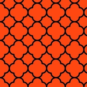 Quatrefoil Pattern - Orange Red and Black