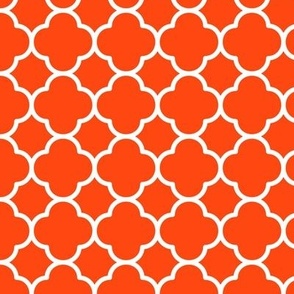 Quatrefoil Pattern - Orange Red and White