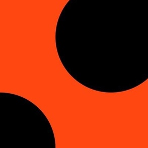 Jumbo Polka Dot Pattern - Orange Red and Black