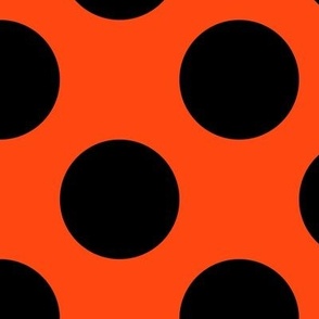 Large Polka Dot Pattern - Orange Red and Black