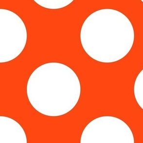 Large Polka Dot Pattern - Orange Red and White