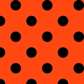 Big Polka Dot Pattern - Orange Red and Black